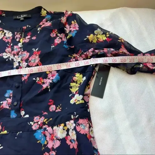 LULUS In The Flowers Navy Blue Floral Print Long Sleeve Skater Dress Size S Black