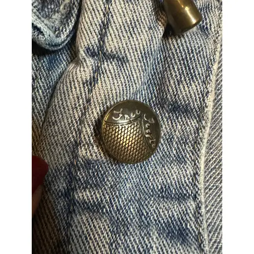 Free People  Denim Jacket Distressed Hoodie Gray Knit Sleeves Women's XS