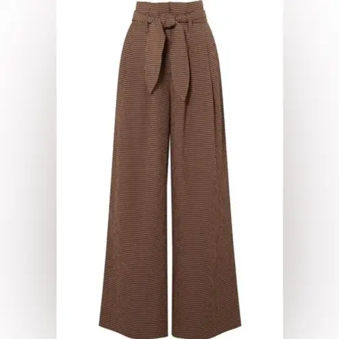 NANUSHKA Nevada Gingham Woven Wide Leg Pants In Brown Tie Waist Womens Size S