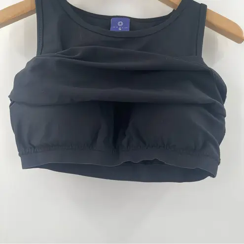 MONAT Tank Top Size Large Logo Tight Black Cropped Attached Sports Bra Athletic