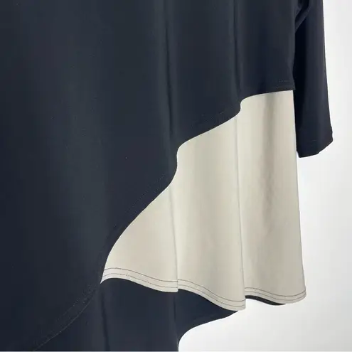Sympli Asymmetrical Color Block Blouse Matrix Layer 3/4 Sleeve Top Size 8 Black