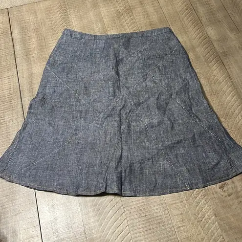 CAbi  denim skirt with fun thick stitching throughout