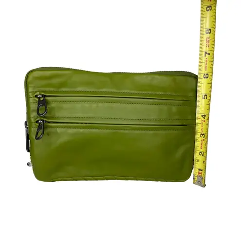 Bottega Veneta Acid Green Nappa Leather Zip Clutch Pouch Italy