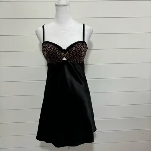 Thalia Sodi Black Cheetah Print Chemise Black&Brown Size M
