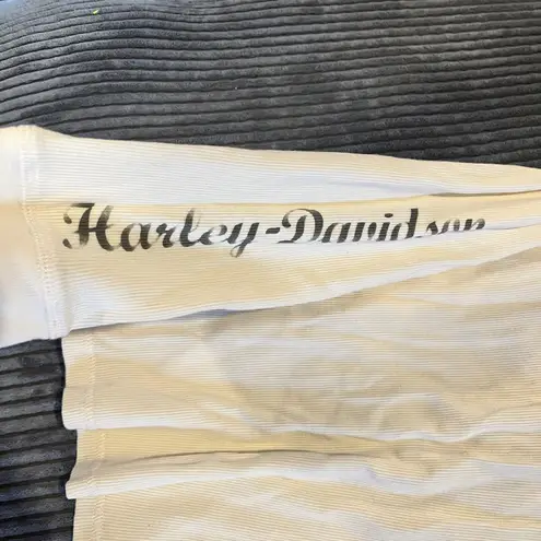 Harley Davidson Long Sleeve Thermal Top Womens Size Large Cream Tight Fitting