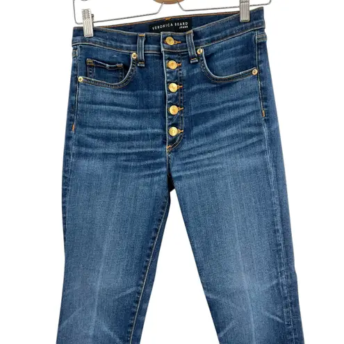 Veronica Beard Debbie 10" Skinny Jeans With Gold Buttons Size 27