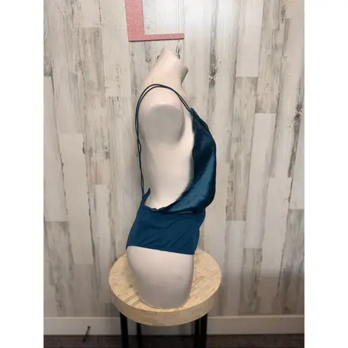 Curve teal satin bodysuit (size 0XL) Green