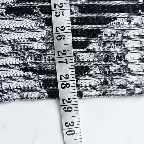 Ming Wang Black White Textured Ribbed Knit Striped Sweater Jacket Small