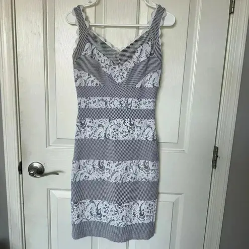 Alberto Makali NWOT White Black Bridal Wedding Bodycon Mini Dress Woman’s Size M