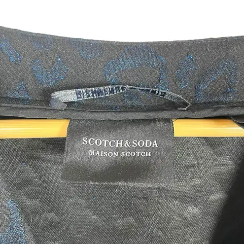 Scotch & Soda Women’s Glitter Leopard Blazer in Black/Blue Size S
