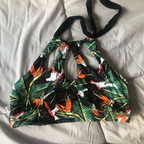 NWT reversible Hawaiian print palm high waisted bikini Black Size XS
