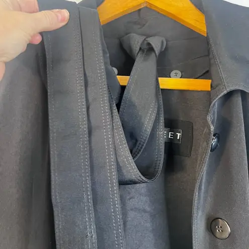 Fleet Street Basic Black Trench Coat Classic Timeless Staple Nylon Lined 14P