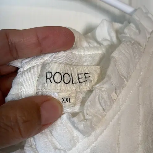 Roolee  Ruffle Puff Sleeve Blouse White S/S Anthropologie Size XXL EUC #0576-OC