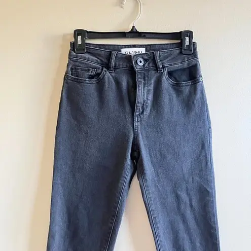 DL1961 FARROW HIGH RISE INSTASLIM MAGMA JEANS SKINNY ANKLE WOMENS SIZE 25 BLACK