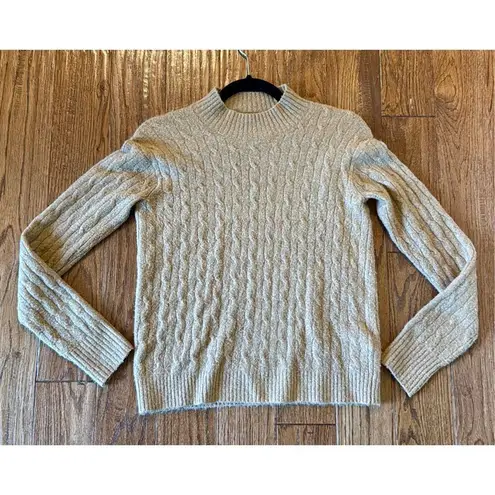J.Crew extra soft camel cableknit mock neck sweater xs Tan