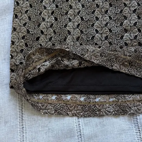 Sunny Leigh Elegant Black and Gold Overlay Pencil Skirt