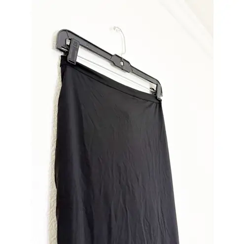 Misha Collection Ruched Back Midi Skirt Medium Slit Black Jersey Whimsigoth NWT