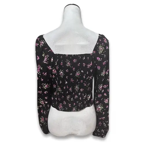 VERO MODA Blouse Long Sleeves Smocked Fit V-Neckline Floral Multicolor Black W M