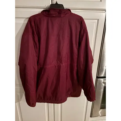 JENNIFER MOORE ACTIVEWEAR Reversible Anorak Fleece Jacket Burgundy Teal XL Red