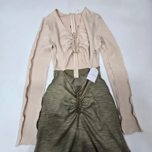 Song of Style Ezra Midi Dress in Ivory & Green Small