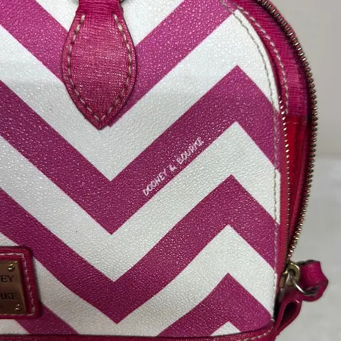 Dooney & Bourke  Pink and White Crossbody Bag with Chevron Pattern