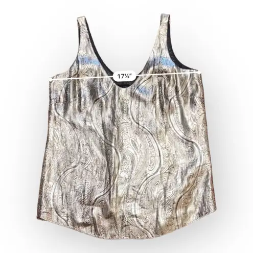 J.Crew J.‎ Crew Cate Gold Jacquard Metallic Silk Paisley Print Top Size 2