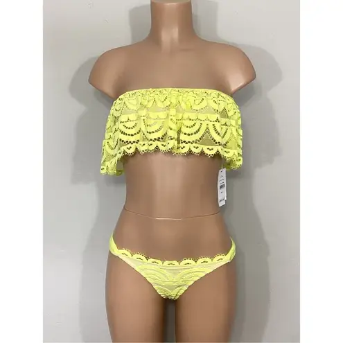 PilyQ New. yellow/green lace teeny bikini set. Large. Retail $168