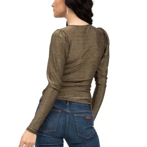 n:philanthropy NWT Delia Long Sleeve Cut Out Black Gold Top LARGE