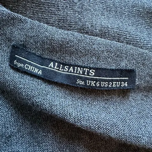 All Saints dark gray knit cropped wrap cardigan size 2