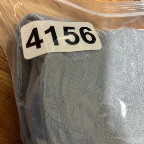 MiB Women Tunic Top 2X Slate Blue Button Front Textured Cotton Lagenlook Coastal