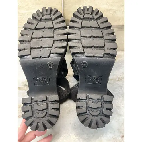 Madden NYC Women's Lug Heel Platform Sandals Heels Size 8.5 Black Elastic Goth