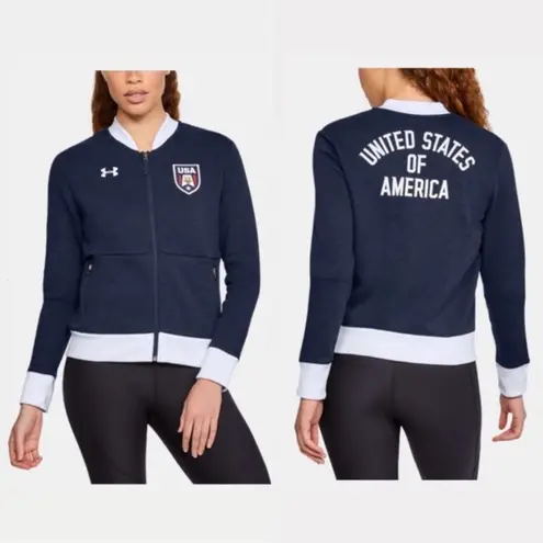 Under Armour  Team USA Zip Sweatshirt Bomber Jacket Patriotic Navy Size S NEW