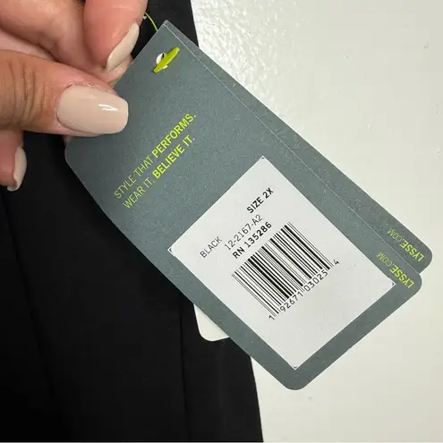 Lysse NWT Plus Raya Womens Lace Trim High Rise Cropped Pants In Black Size 2X