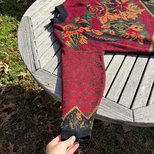 Arielle large vintage floral sweater cottagecoreā whimsy cozy winter Red