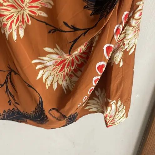 RHODE Luke Mini Dress Floral Brunette Kiku Grande Tan Size 10