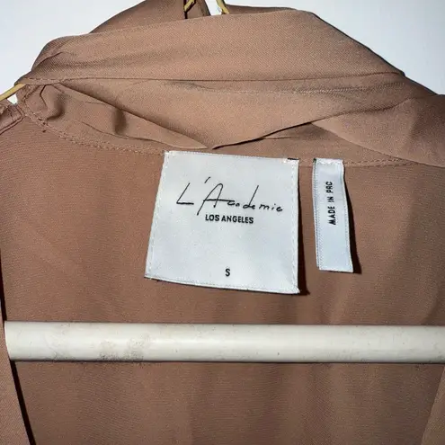 L'Academie  V-Neck Quarter Button Long Sleeve Blouse