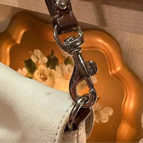 Coach  Purse Wrist Clutch Snap Wallet Blue Lined Cream & Brown Leather - Image 4