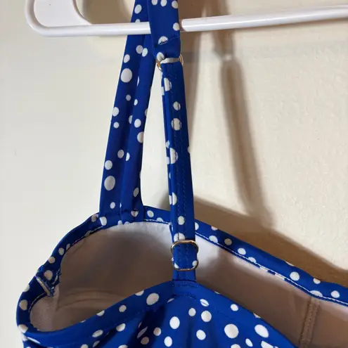 Jantzen Blue Polka Dot Classic Fit Ruched One Piece Swimsuit Women's Size 10