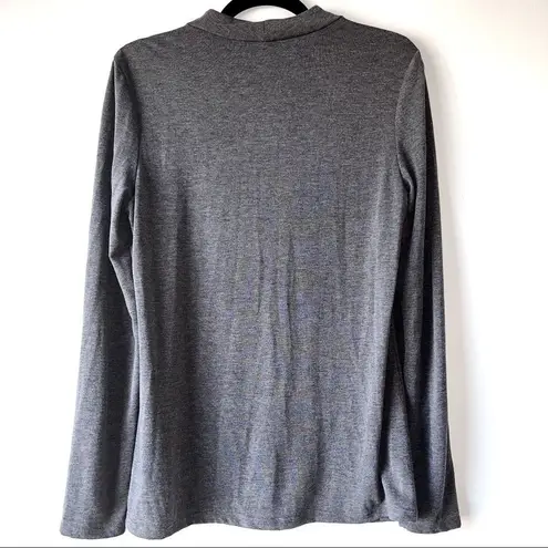 Bardot Mock Neck Keyhole Long Sleeve Top in Dark Gray Large