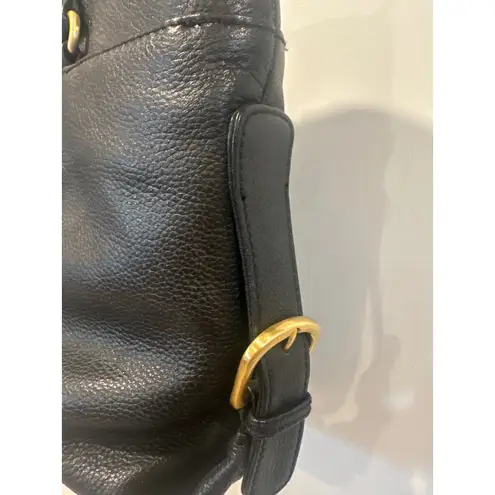 Etienne Aigner Black Leather Tote Bag Gold VTG purse Shoulder Bag Top Handle