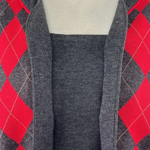 Vintage Stuart Alan Sz 14 Knit Sweater Argyle Knit USA Made Double Breasted Red