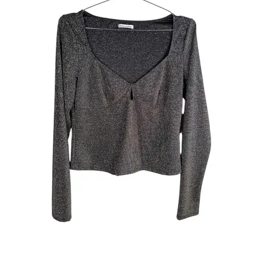Reformation  Metallic Knit Long Sleeve Top