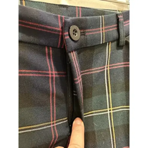 Christopher & Banks Pants Womens 16 Green Plaid Mid-Rise Holiday Party Festive