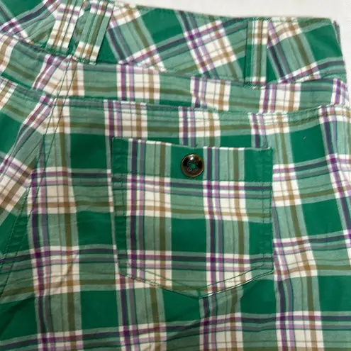 New York & Company Green and Purple Plaid Shorts Size 8