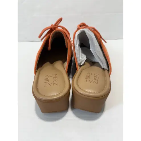 Naturalizer Taline Mules Clogs Suede Leather Lace Up Comfort Orange Shoes 11