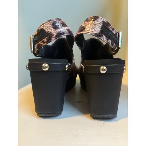 Volatile 6 Leopard Studded Wedge Platform Sandals boho Y2K whimsi anial cheetah Black