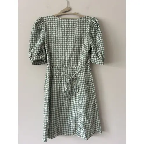 Nobody’s Child Penny Mini Dress In Green Gingham Size 6 Summer Cottagecore