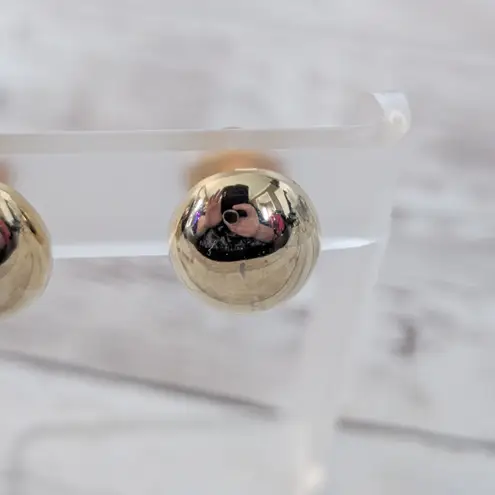 Vintage Clip On Earrings Mirrored Gold Tone Oval 7/8"