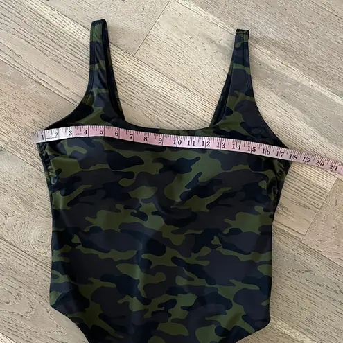Swimsuits For All Camo One Piece Swimsuit Size 16 Scoop Neck High Cut Green