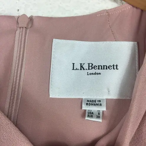 LK Bennett Dr Lenny Rose Sleeveless Asymmetric Hem Knee Length Dress Size 6